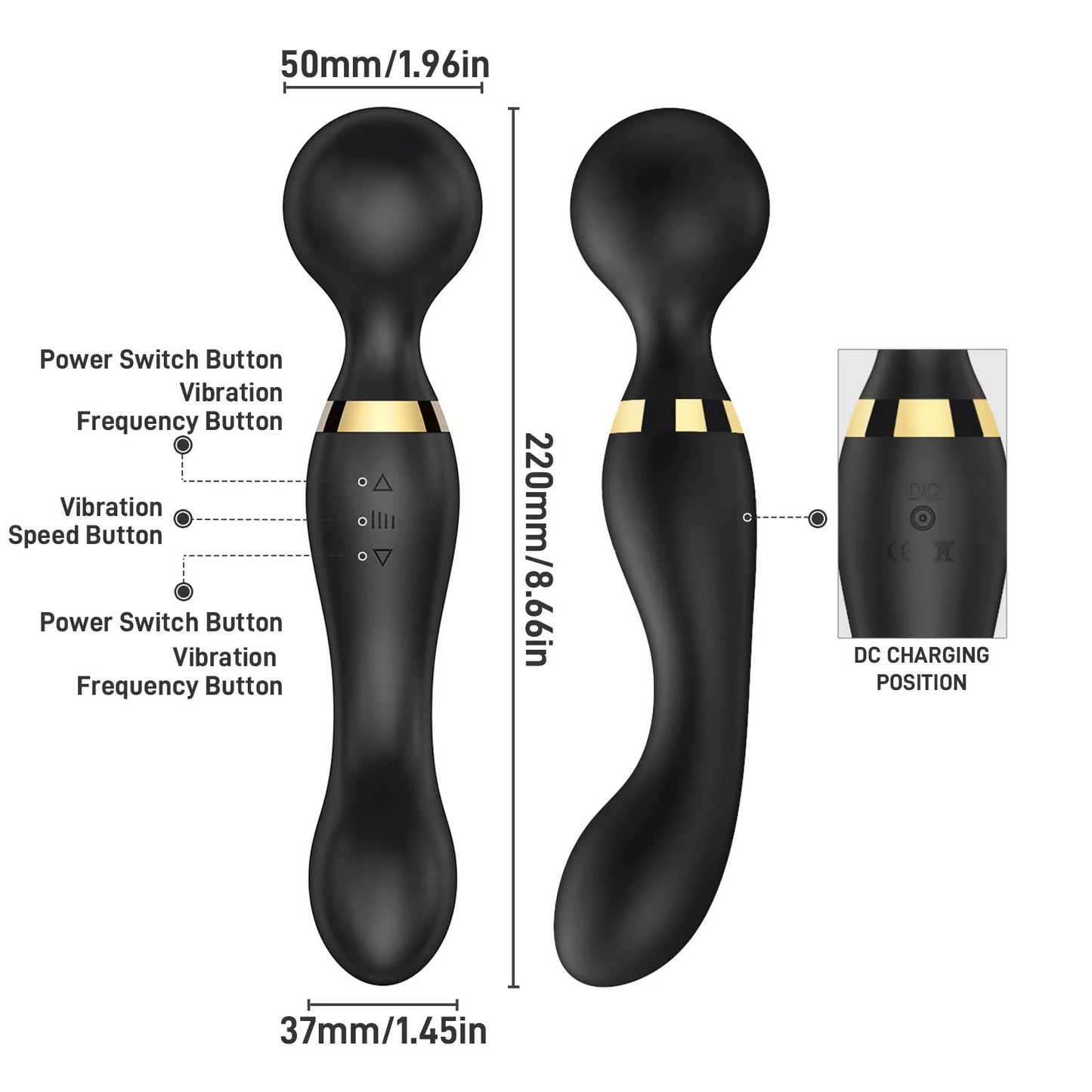 Rechargeable Body Massager – Handheld Deep Tissue Muscle Relaxer, Waterproof & Multi-Speed Vibration Wand