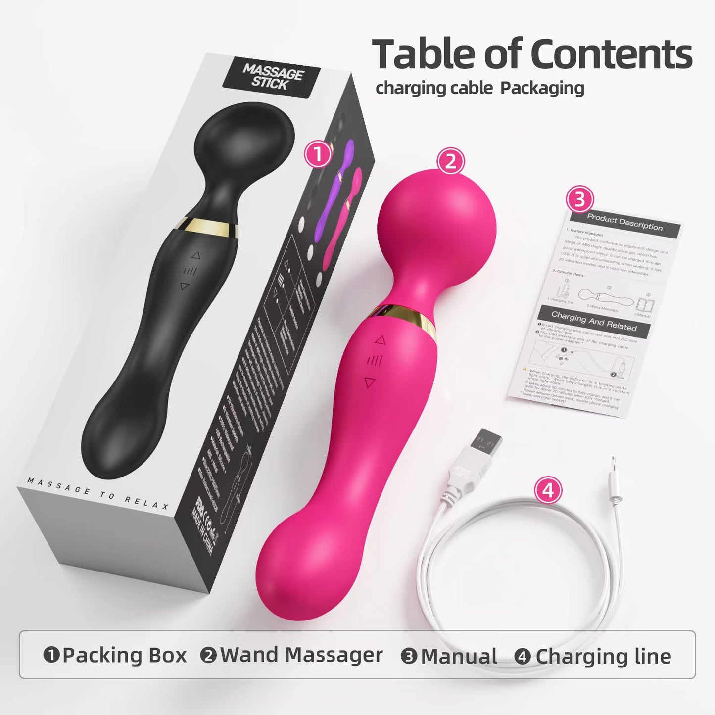 Rechargeable Body Massager – Handheld Deep Tissue Muscle Relaxer, Waterproof & Multi-Speed Vibration Wand