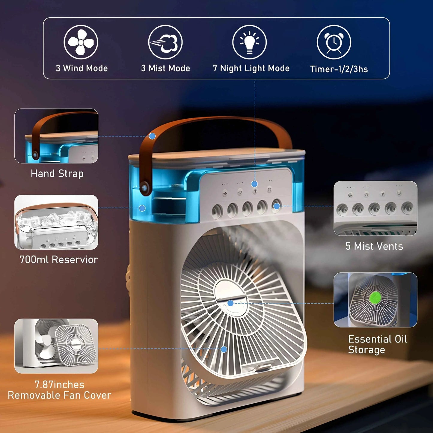 Portable Cooler Fan with Mist Rafirise